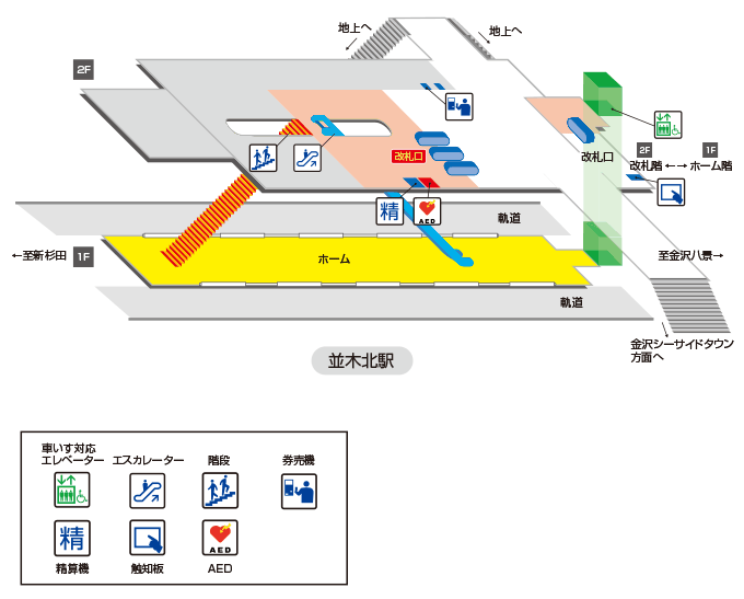 並木北駅構内図