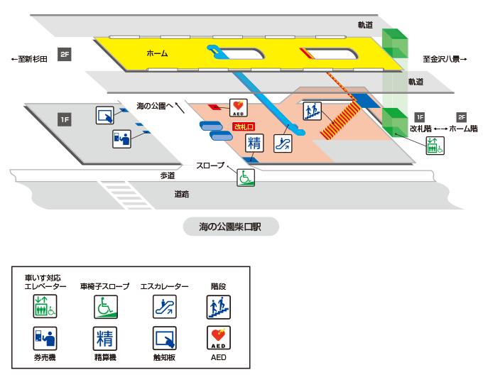 海の公園柴口駅構内図